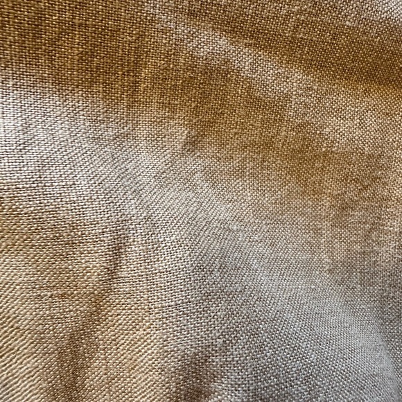 Linen, midi length, shirt dress with embroidered crane. Size XL - Picture 5 of 10